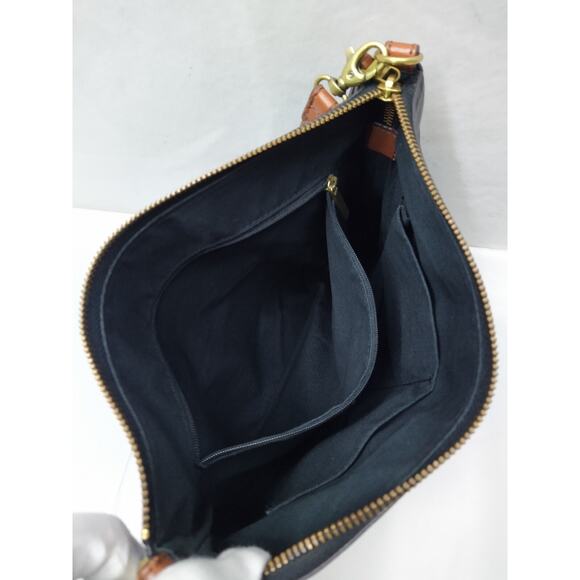 Fossil Black Coated Canvas Leather Trim Zipper Crossbody Bag - Picture 10 of 16